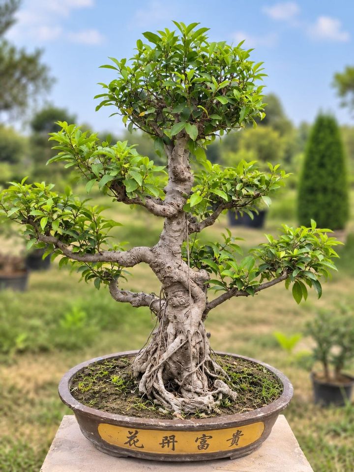 Ficus Bonsai Tree with Imported Tray