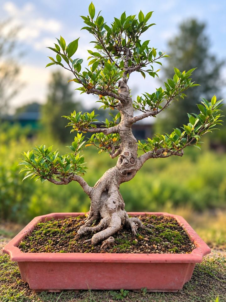 Ficus Bonsai Tree in Plastic Tray