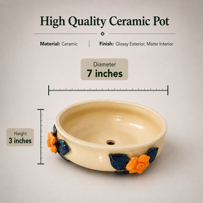3D Petals Ceramic Pot | Decorative Flower Planter