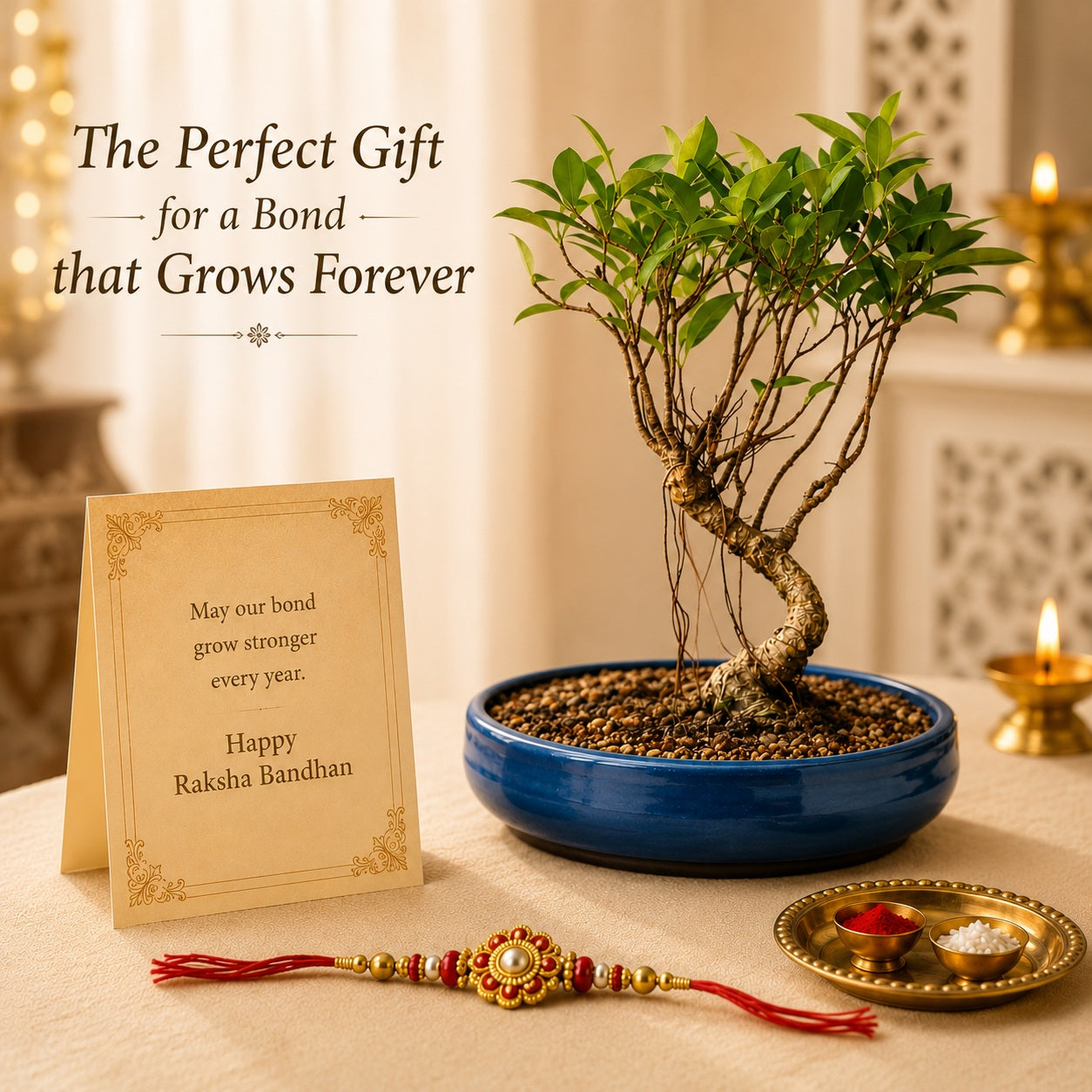 4 Year Ficus Banyan Bonsai Rakhi Hamper