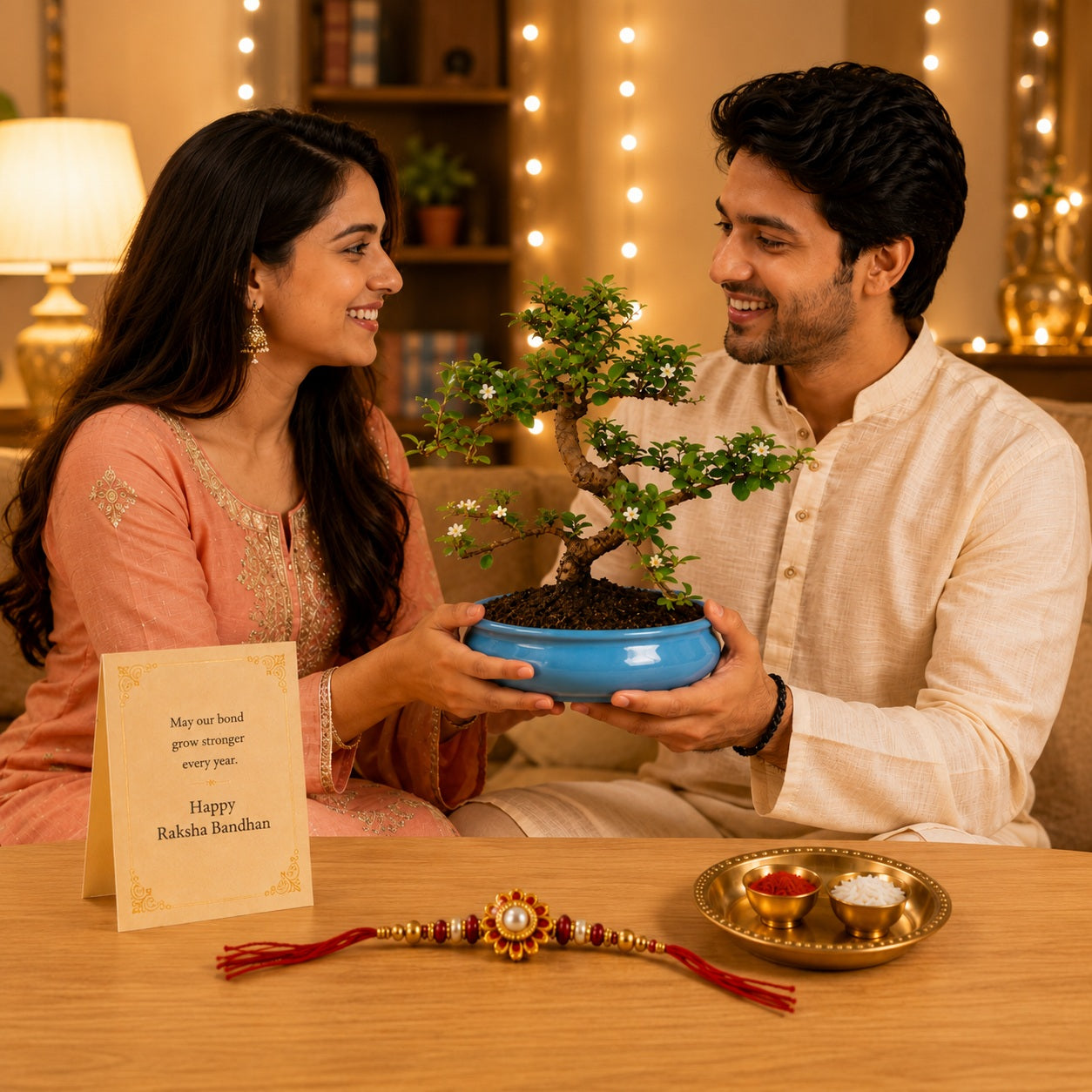 9 Year Carmona Blue Bonsai – Premium Rakhi Gift