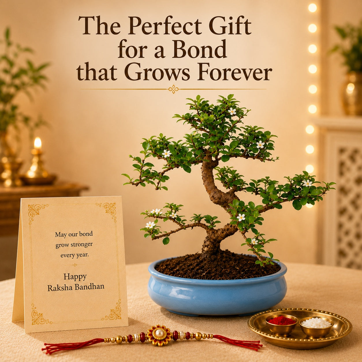 9 Year Carmona Blue Bonsai – Premium Rakhi Gift
