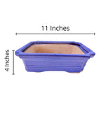 Large Rectangular Sky Blue Bonsai Pot | 27 cm / 11 Inch Ceramic Planter