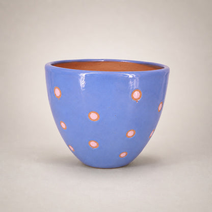 Blue Dotted Ceramic Pot | 6 Inch Indoor Plant Pot