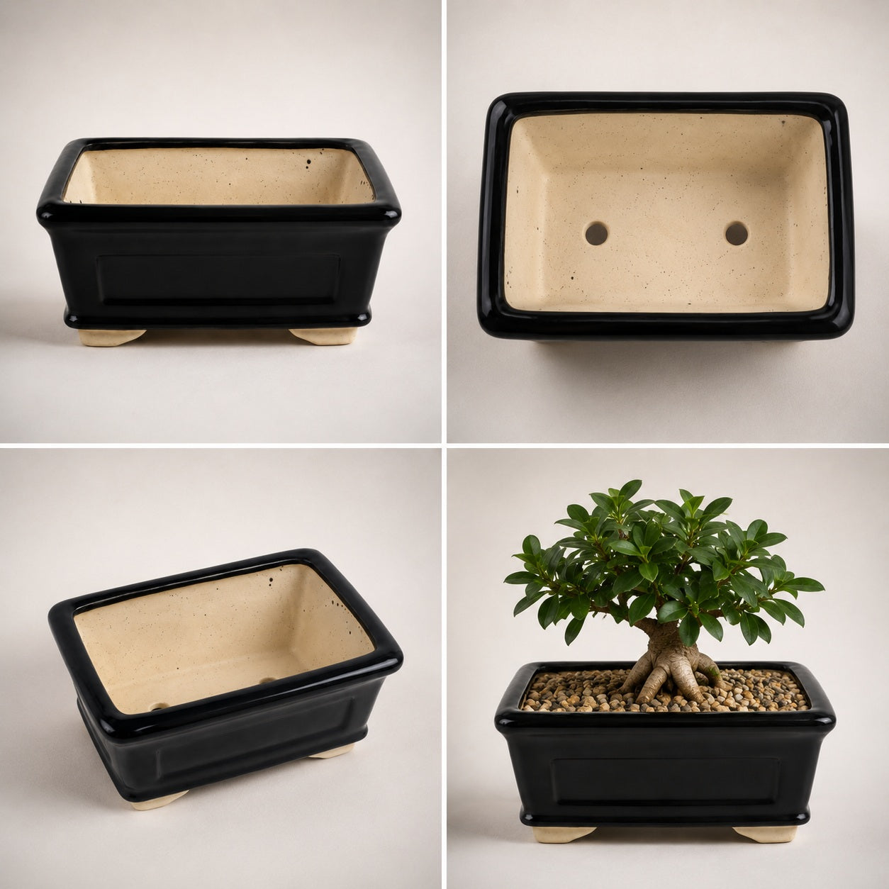 Ceramic Bonsai Planter Rectangular 8x4 inches.