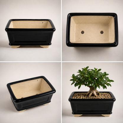 Ceramic Bonsai Planter Rectangular 8x4 inches.