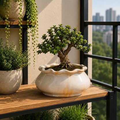 Ceramic Bonsai Pot | 14 cm / 5.5 Inch Indoor Plant Pot
