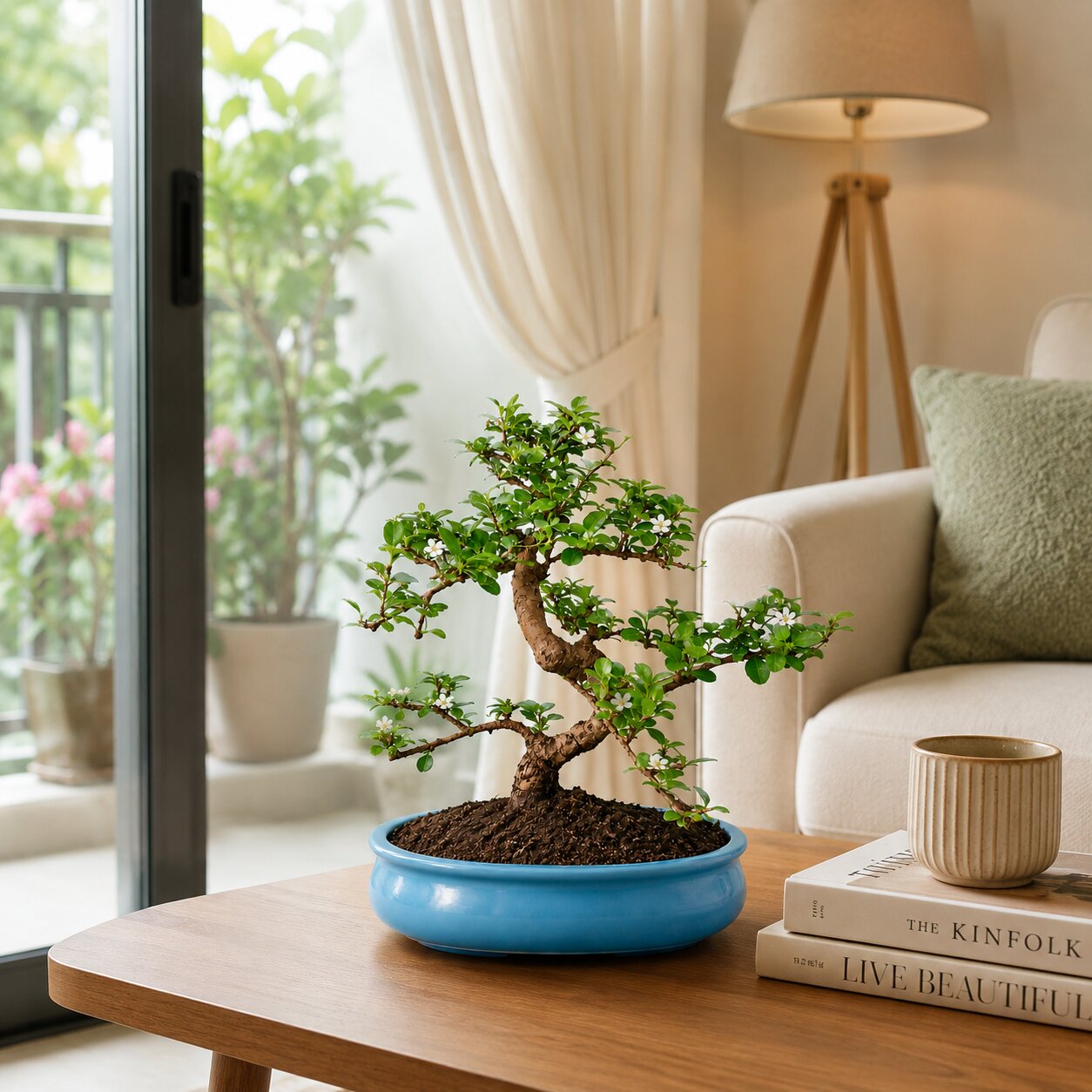 Carmona Flowering Bonsai 9-10 Years – Big Blue Oval Pot