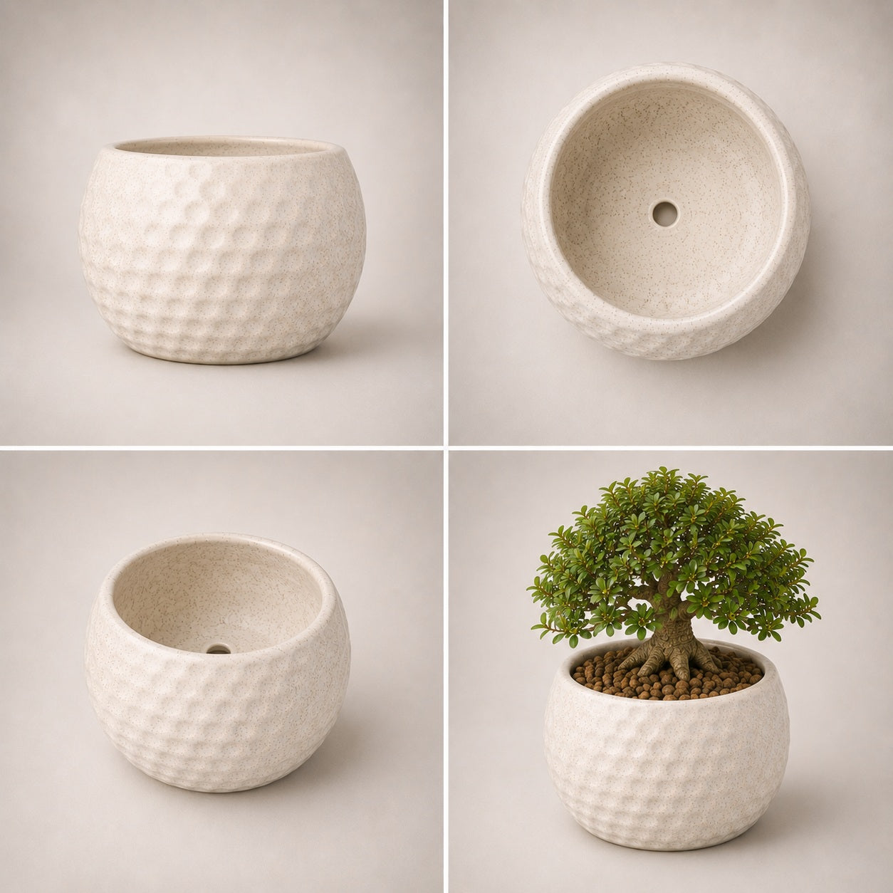 Football Style Ceramic Bonsai Pot | 15 cm / 6 Inch Unique Planter