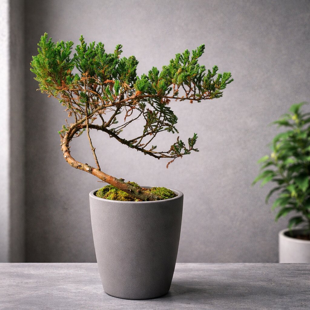 Juniper Bonsai Tree Cascading Style – 50 cm Tall | Outdoor Trained Bonsai in 8-Inch Pot