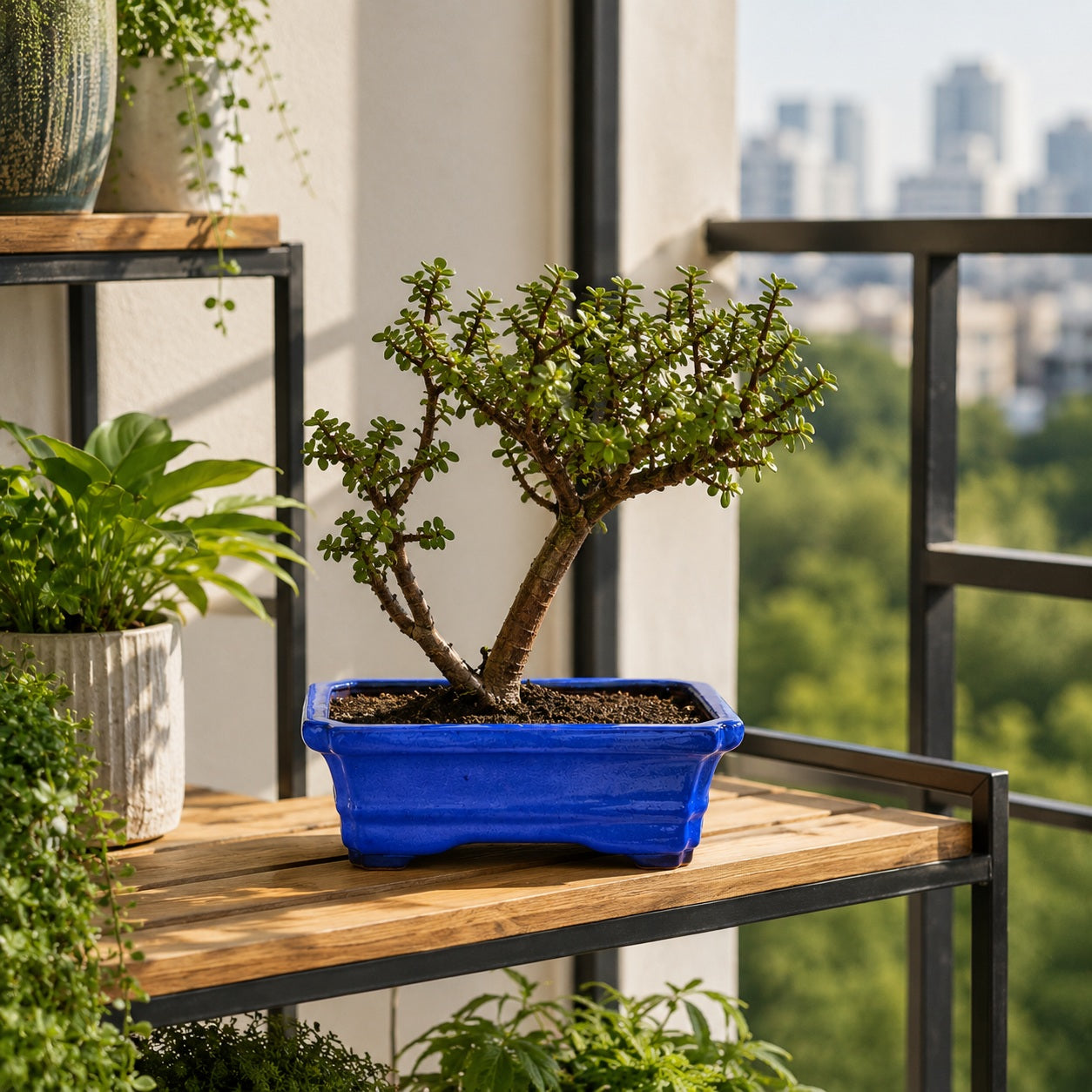 Large Rectangular Sky Blue Bonsai Pot | 27 cm / 11 Inch Ceramic Planter