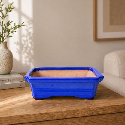 Large Rectangular Sky Blue Bonsai Pot | 27 cm / 11 Inch Ceramic Planter