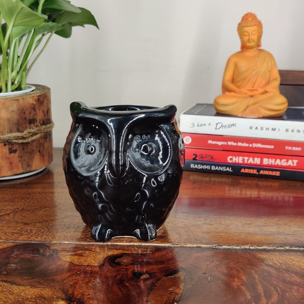 Owl-Shaped Ceramic Bonsai Pot | 9 cm / 3.5 Inch Decorative Planter