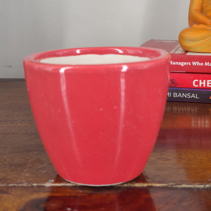 Cup-Shaped Ceramic Flower Pot 4 inches 10 cm