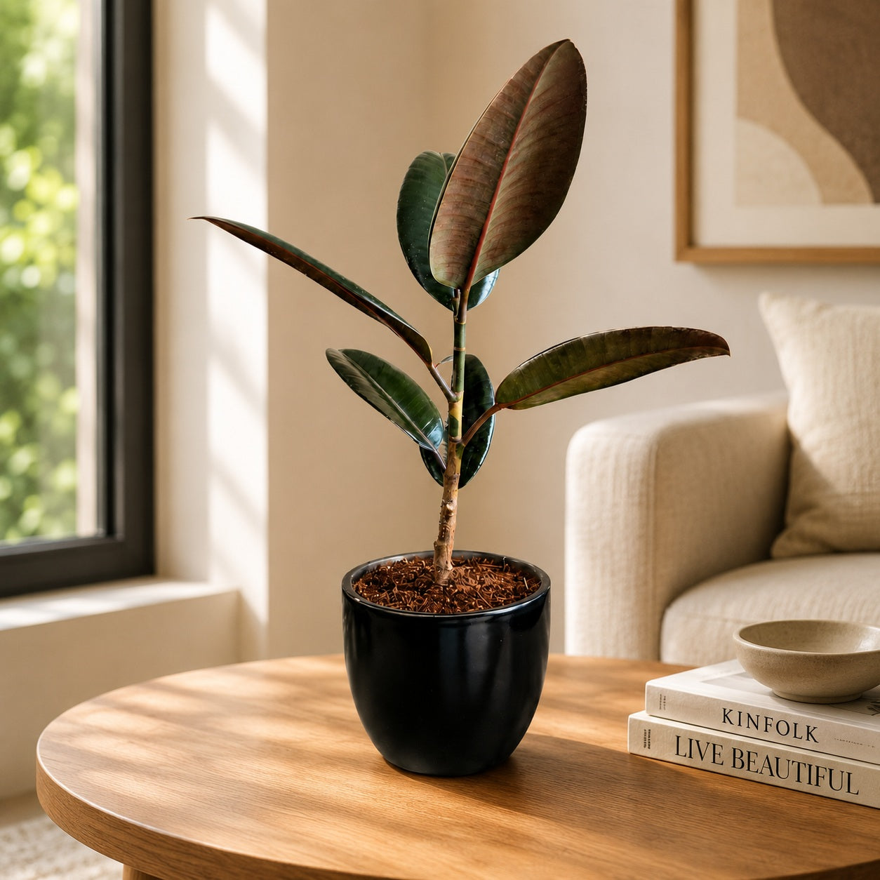 Rubber Plant with Ceramic Pot