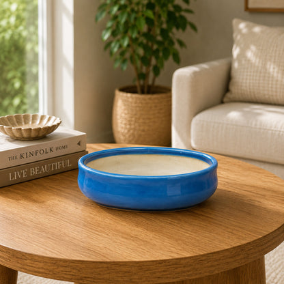 Sky Blue Oval Ceramic Bonsai Pot - Large Bonsai Planter