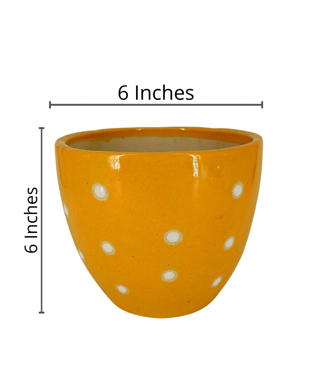 Dotted Ceramic Pot | 6 Inch Small Planter