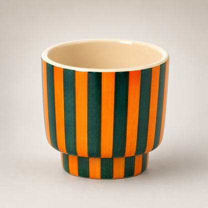 Zebra Classic Ceramic Pot with Tray | Black & White Patterned Planter