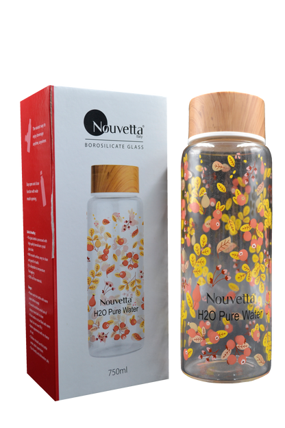 Nouvetta Apricot Borosilicate Printed Bottle 750Ml