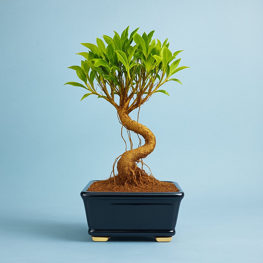 4-Year-Old Banyan Bonsai Tree | 25 cm S-Shaped in Ceramic Pot