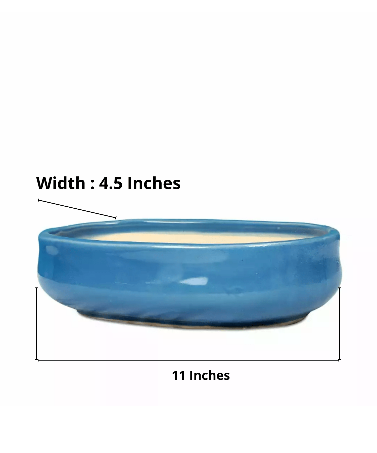 Sky Blue Oval Ceramic Bonsai Pot - Large Bonsai Planter