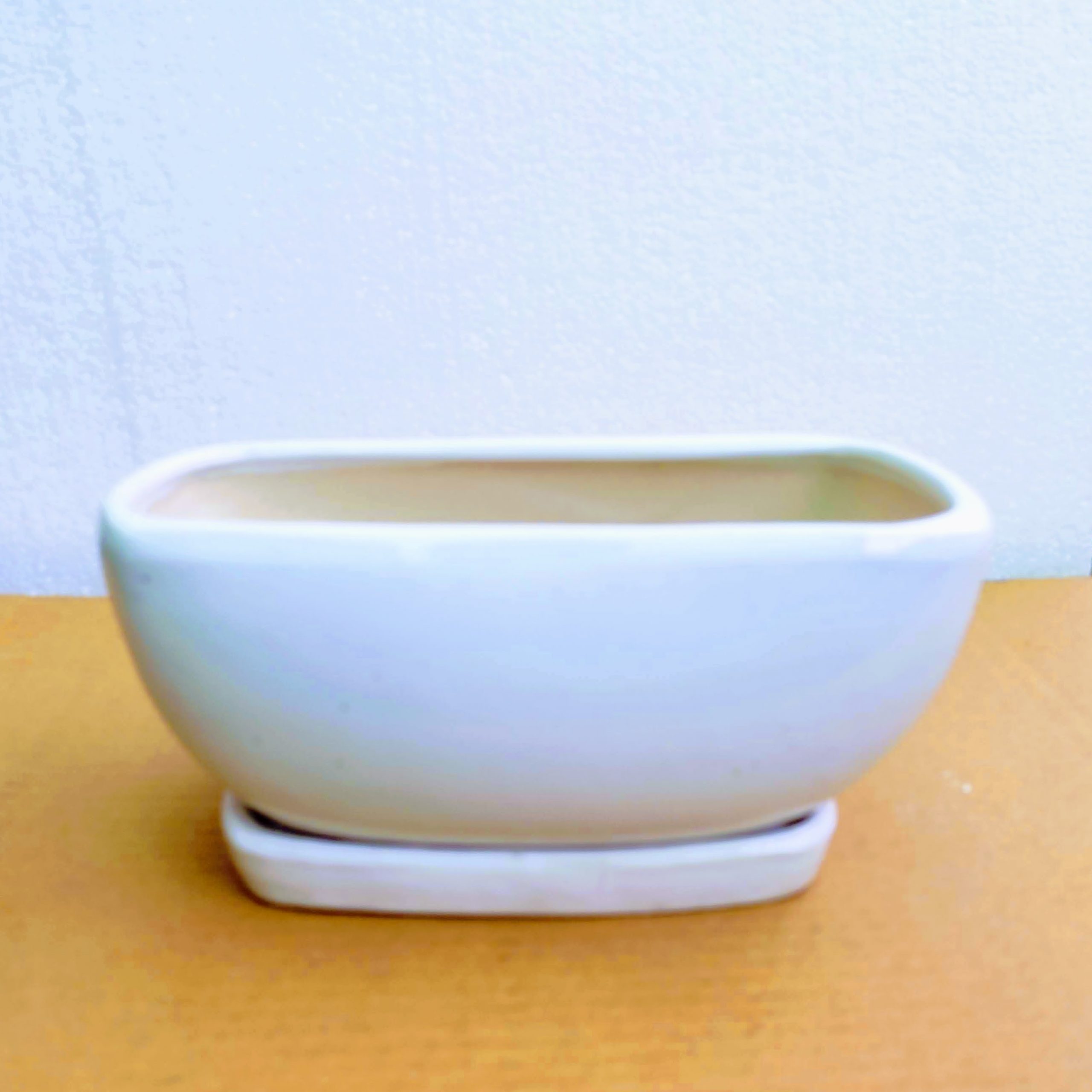 White Ceramic Bonsai Tray Pot | 17 cm Indoor Plant Pot