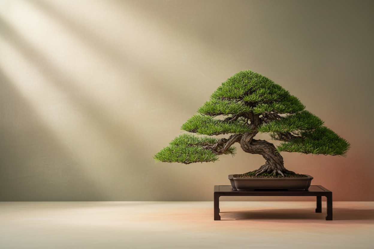 Generate an image for the hero banner [bonsai tree store homepage in horizon theme - dont write the text on the image]