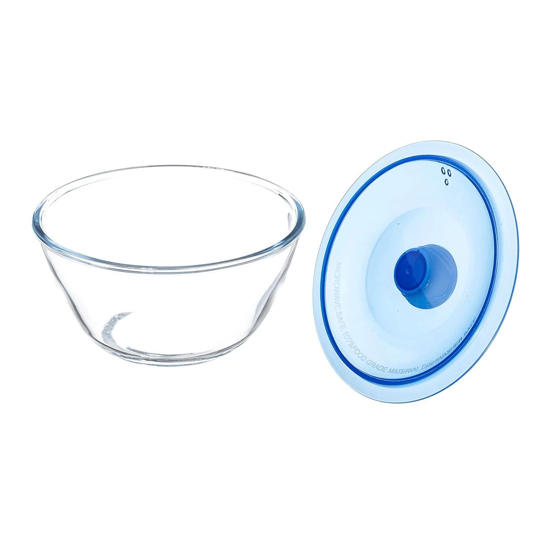 Sanjiv Kapoor Kingston High Borosilicate Mixing Bowl Set Of 2 Pc  1000 Ml - Blue Lid - With Gift Box