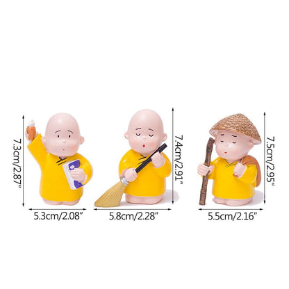 Buy Buddhist Shaolin Monks Figurines - Creative Resin Fengshui Crafts - Set of 3 - Abana Homes