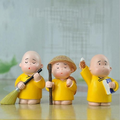 Buy Buddhist Shaolin Monks Figurines - Creative Resin Fengshui Crafts - Set of 3 - Abana Homes