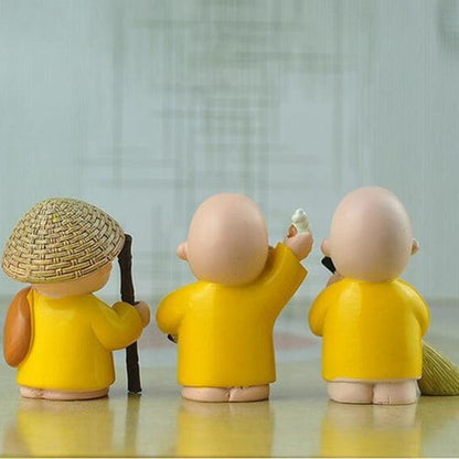 Buy Buddhist Shaolin Monks Figurines - Creative Resin Fengshui Crafts - Set of 3 - Abana Homes