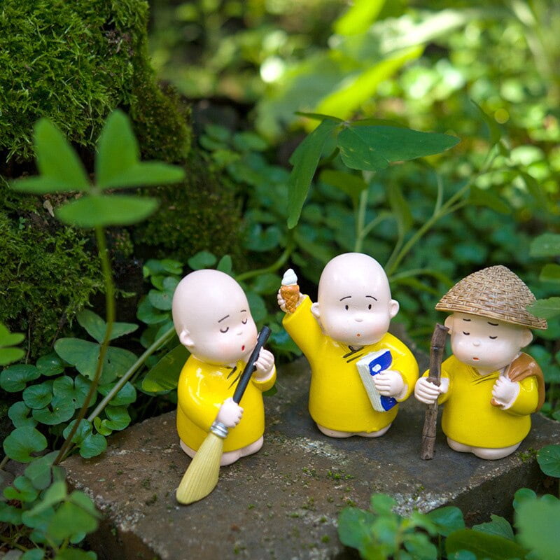 Buy Buddhist Shaolin Monks Figurines - Creative Resin Fengshui Crafts - Set of 3 - Abana Homes