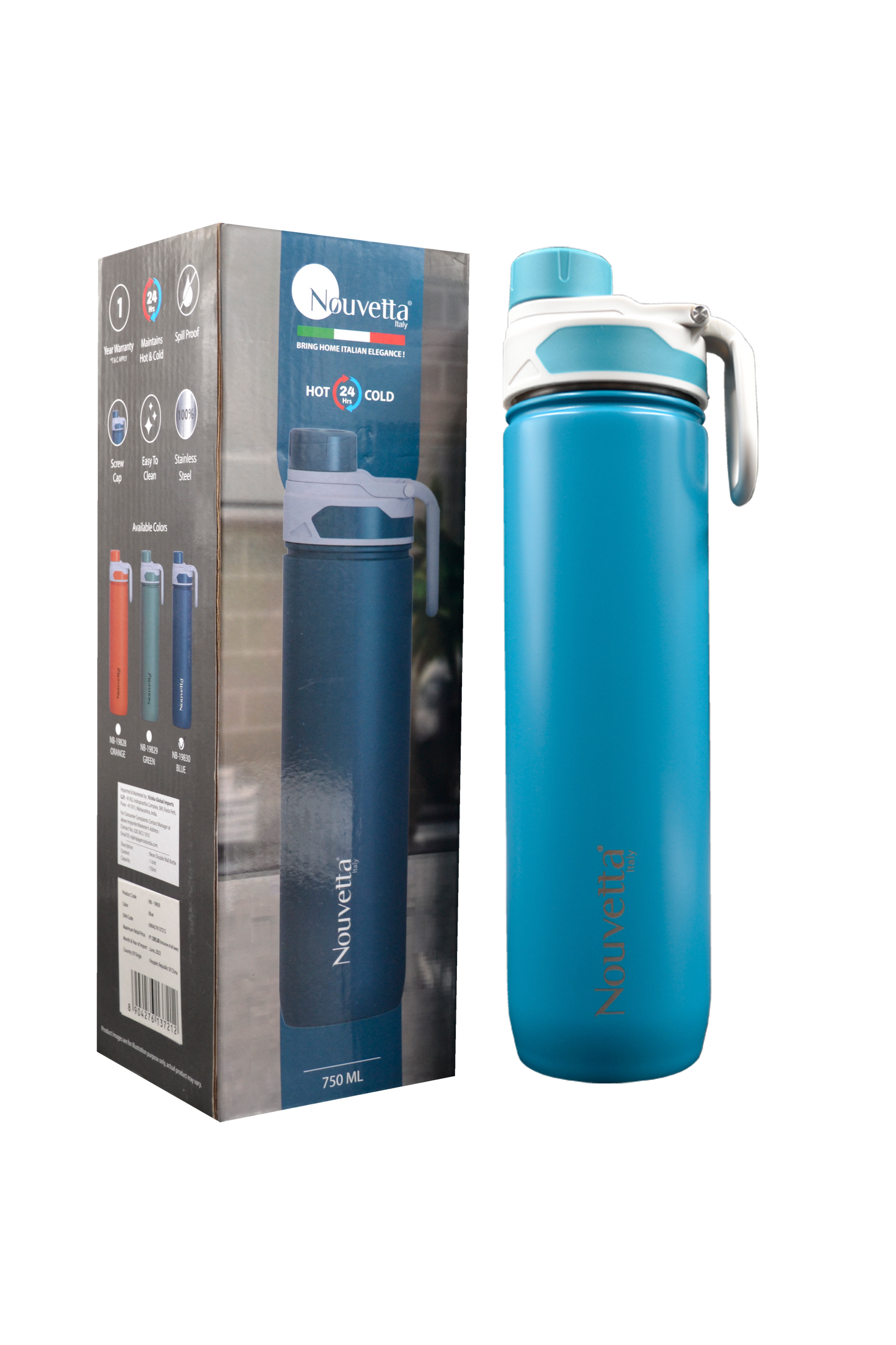 Nouvetta Neon Double Wall Bottle 750 Ml - Blue