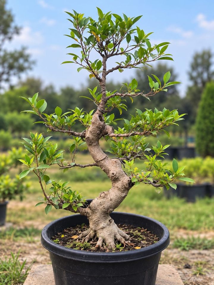 Ficus Bonsai Tree in 12 Inches Plastic Pot
