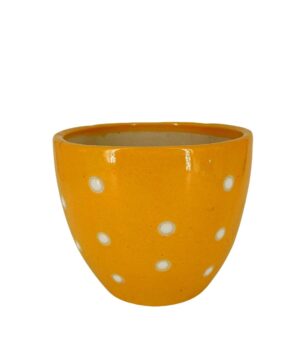 Yellow Dotted Ceramic Pot 6 Inches
