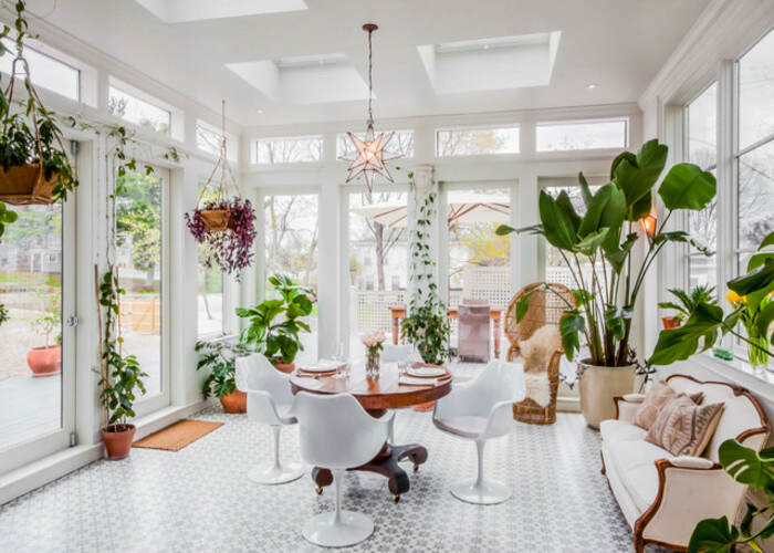  Arrange a hanging plant above the dining table